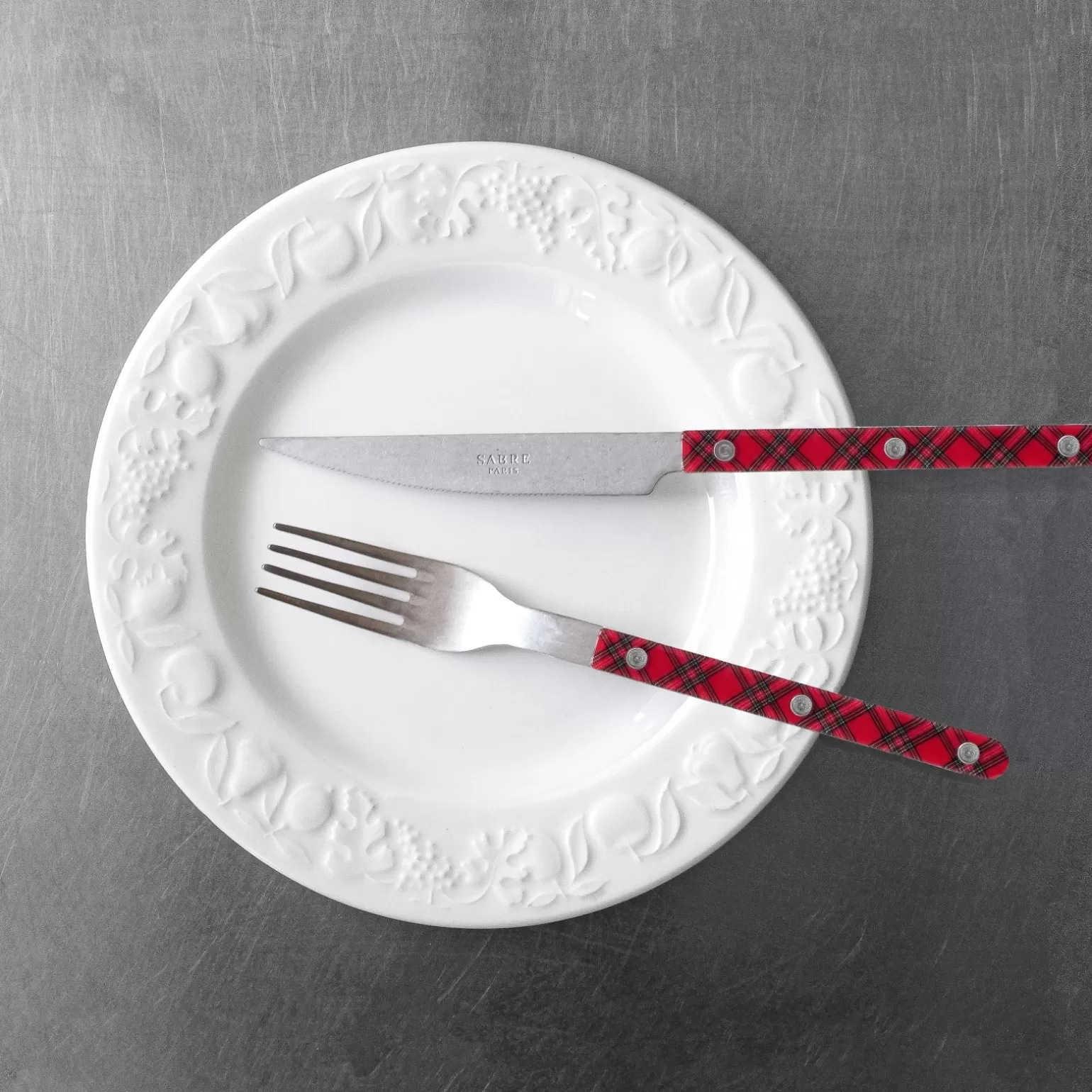 Fourchette De Table<Sabre Paris Bistrot Vintage Tartan, Rouge
