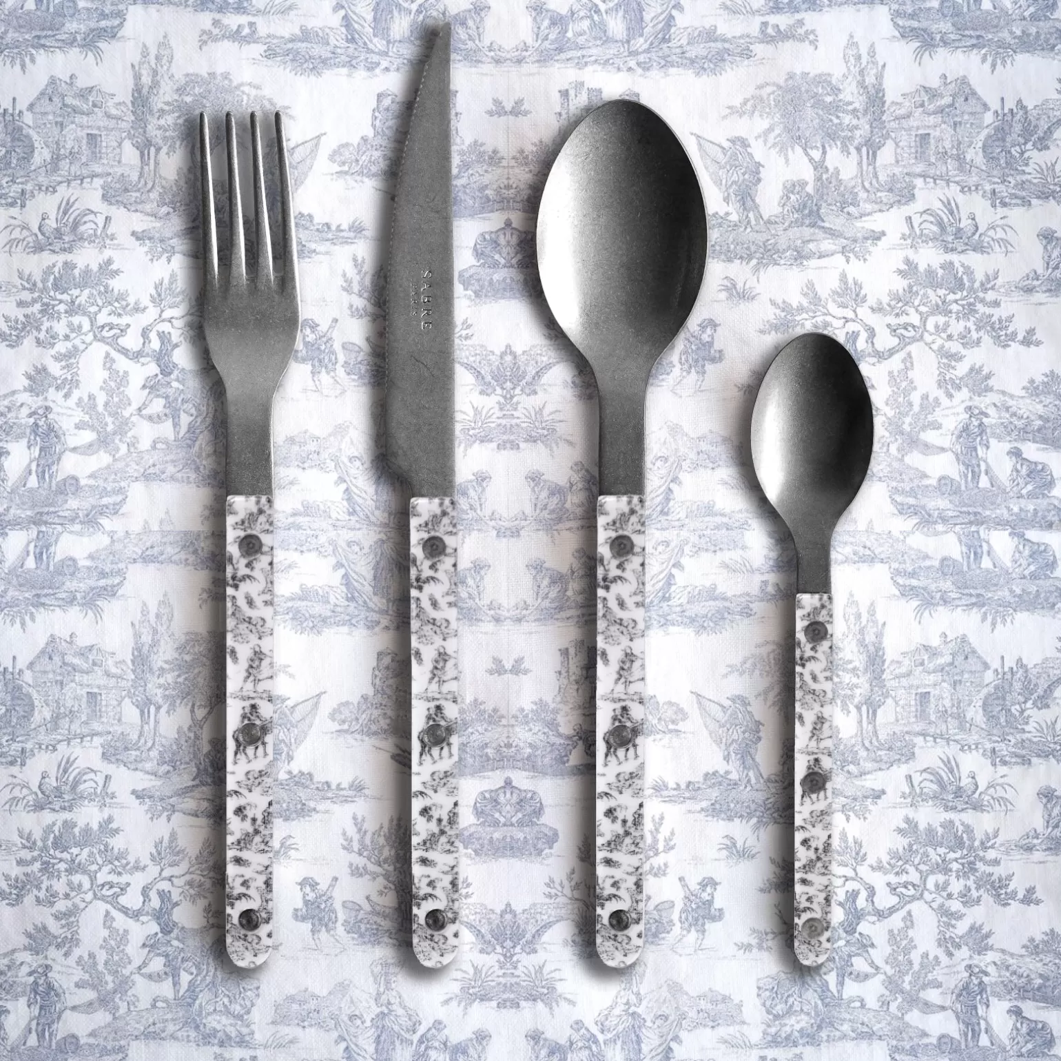Fourchette De Table<Sabre Paris Bistrot Vintage Toile, Noir