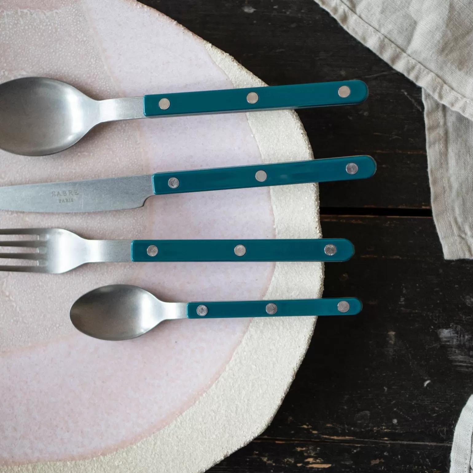 Fourchette De Table<Sabre Paris Bistrot Vintage Uni, Bleu canard