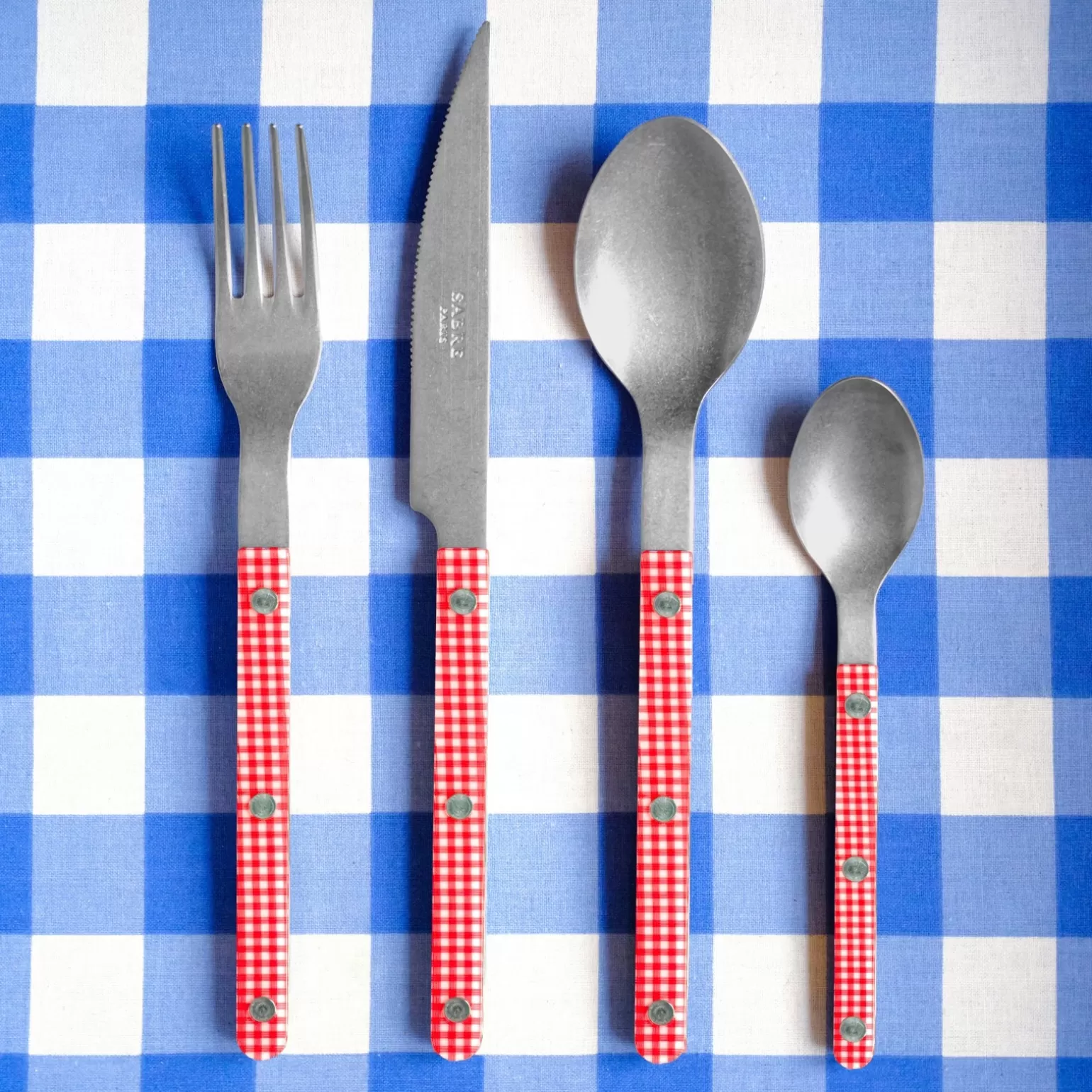 Couteau De Table<Sabre Paris Bistrot Vintage Vichy, Rouge