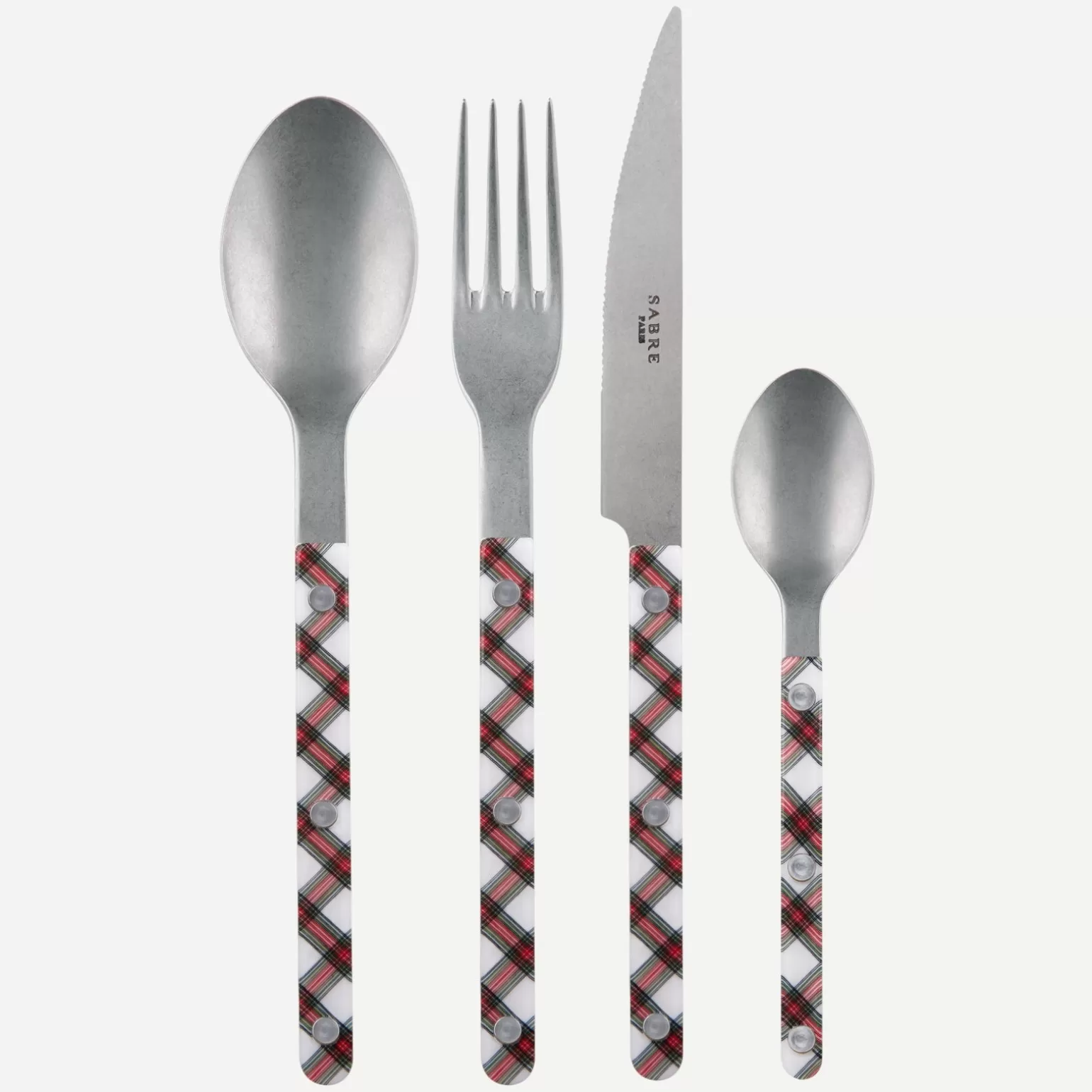 Set De 4 Pièces<Sabre Paris Bistrot Vintage Tartan, Blanc