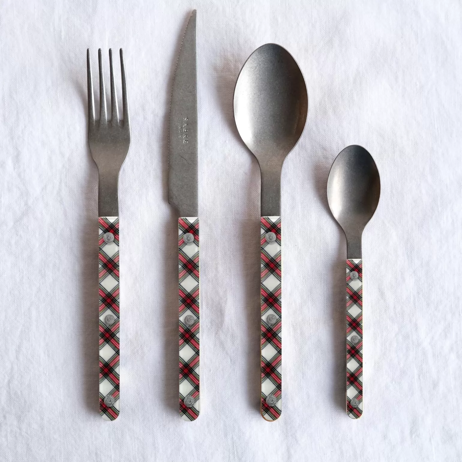 Set De 4 Pièces<Sabre Paris Bistrot Vintage Tartan, Blanc