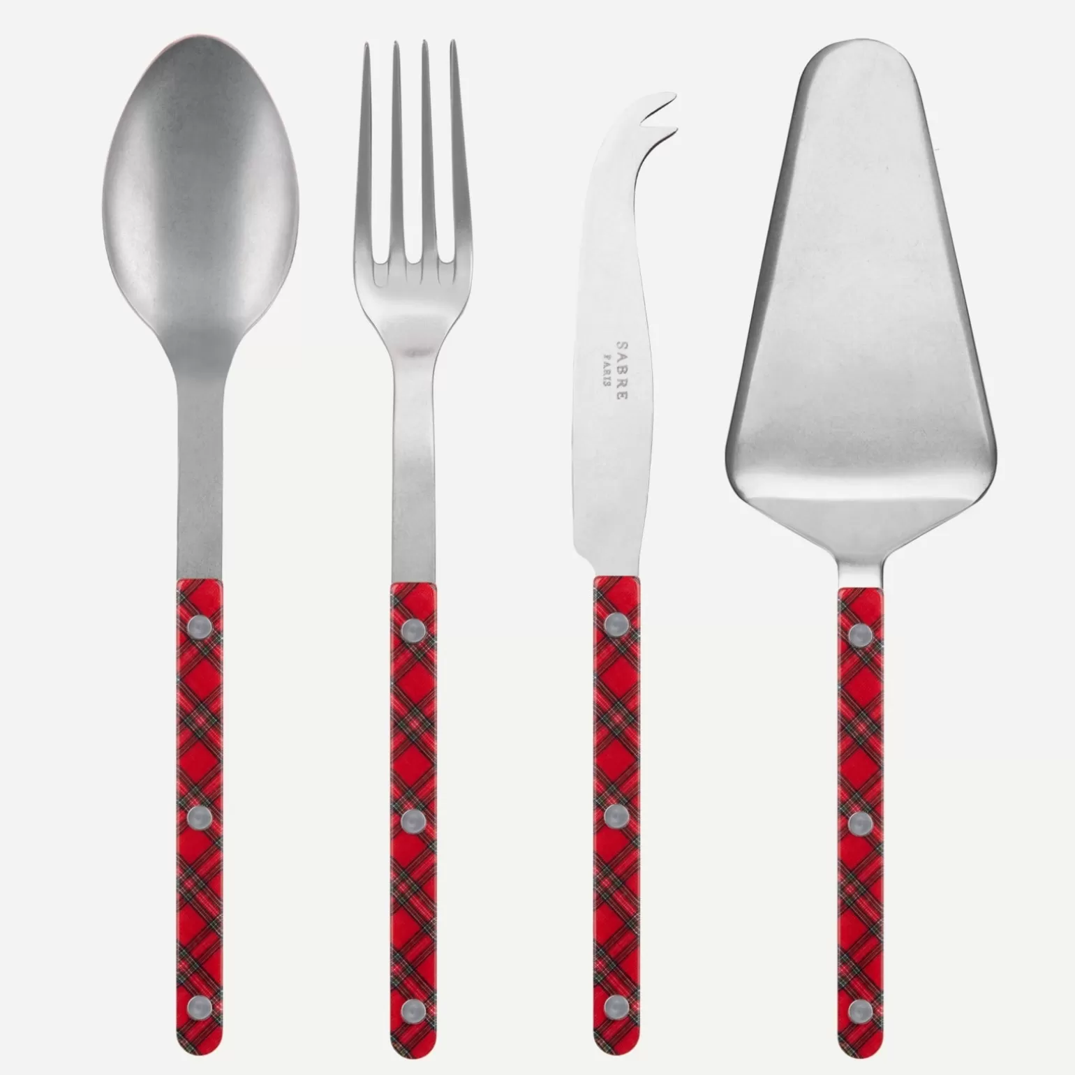 Set Les Essentiels - Ensemble De 4 Couverts De Service<Sabre Paris Bistrot Vintage Tartan, Rouge
