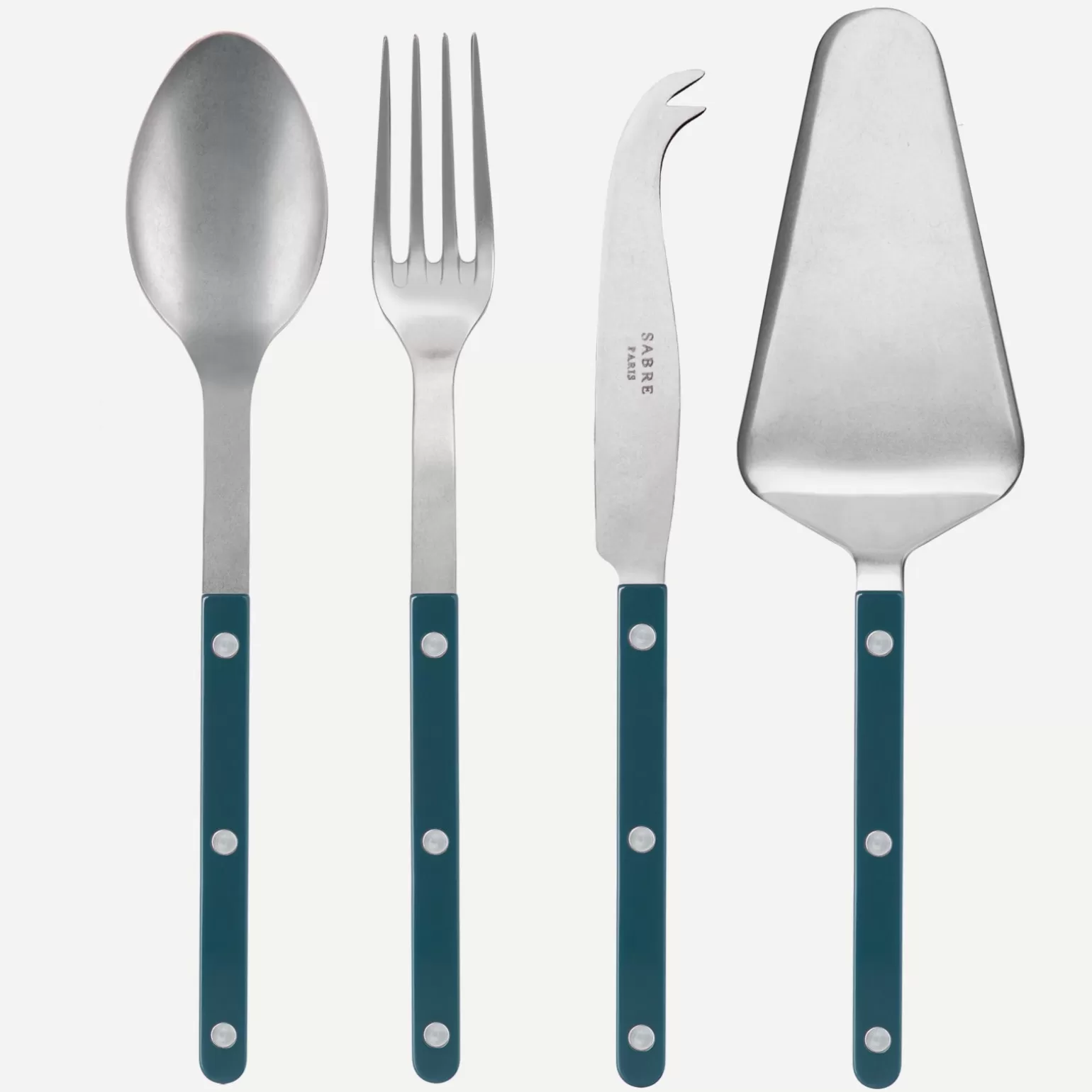 Set Les Essentiels - Ensemble De 4 Couverts De Service<Sabre Paris Bistrot Vintage Uni, Bleu canard