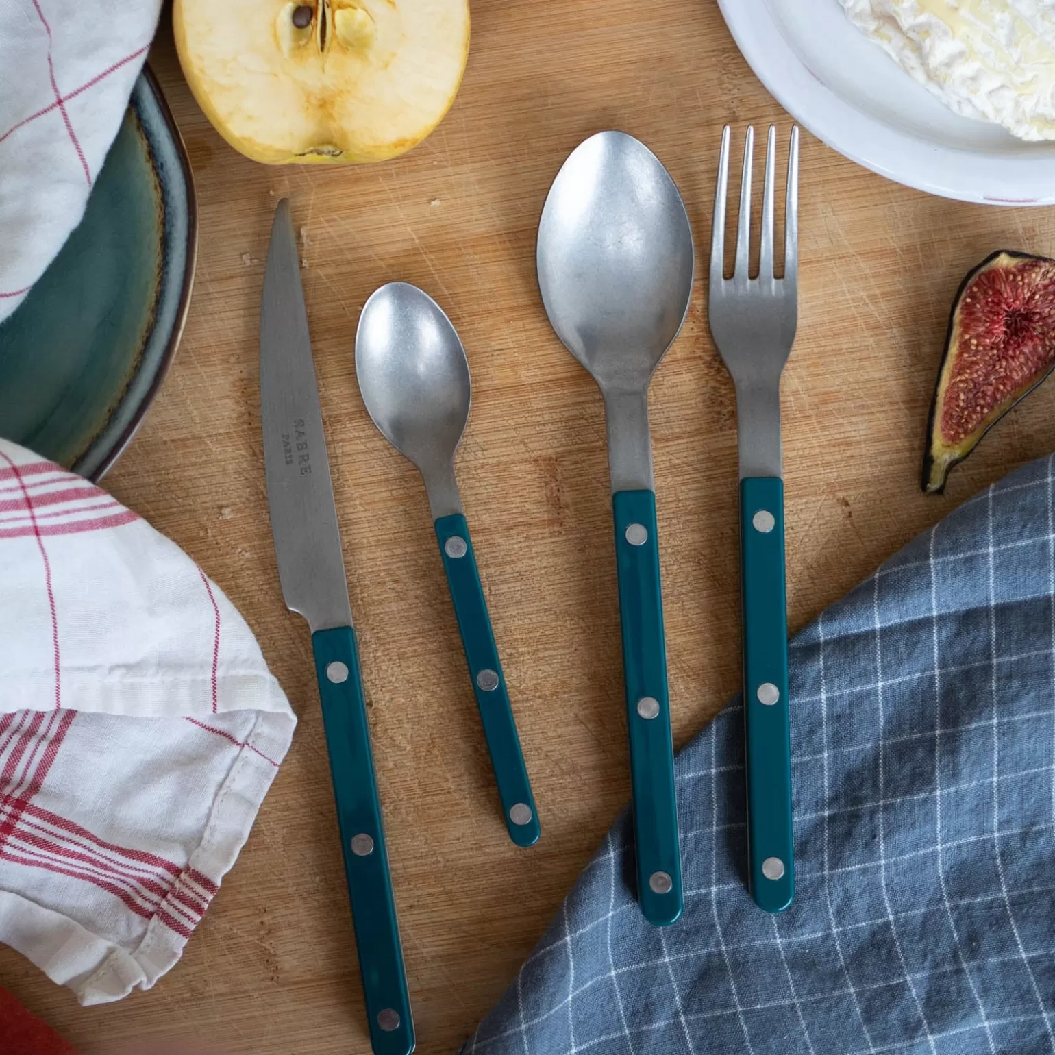 Set De 4 Pièces<Sabre Paris Bistrot Vintage Uni, Bleu canard