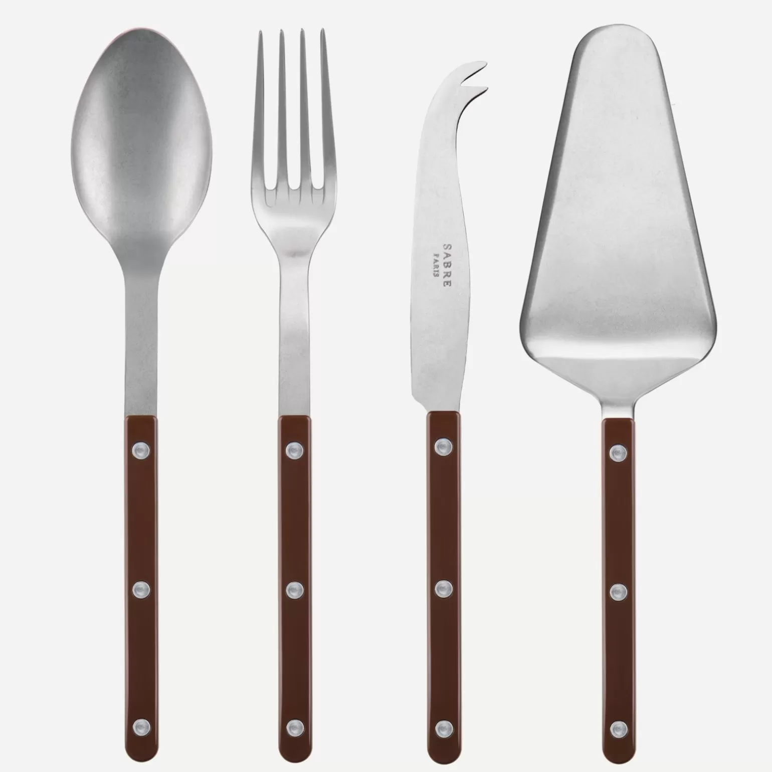 Set Les Essentiels - Ensemble De 4 Couverts De Service<Sabre Paris Bistrot Vintage Uni, Chocolat