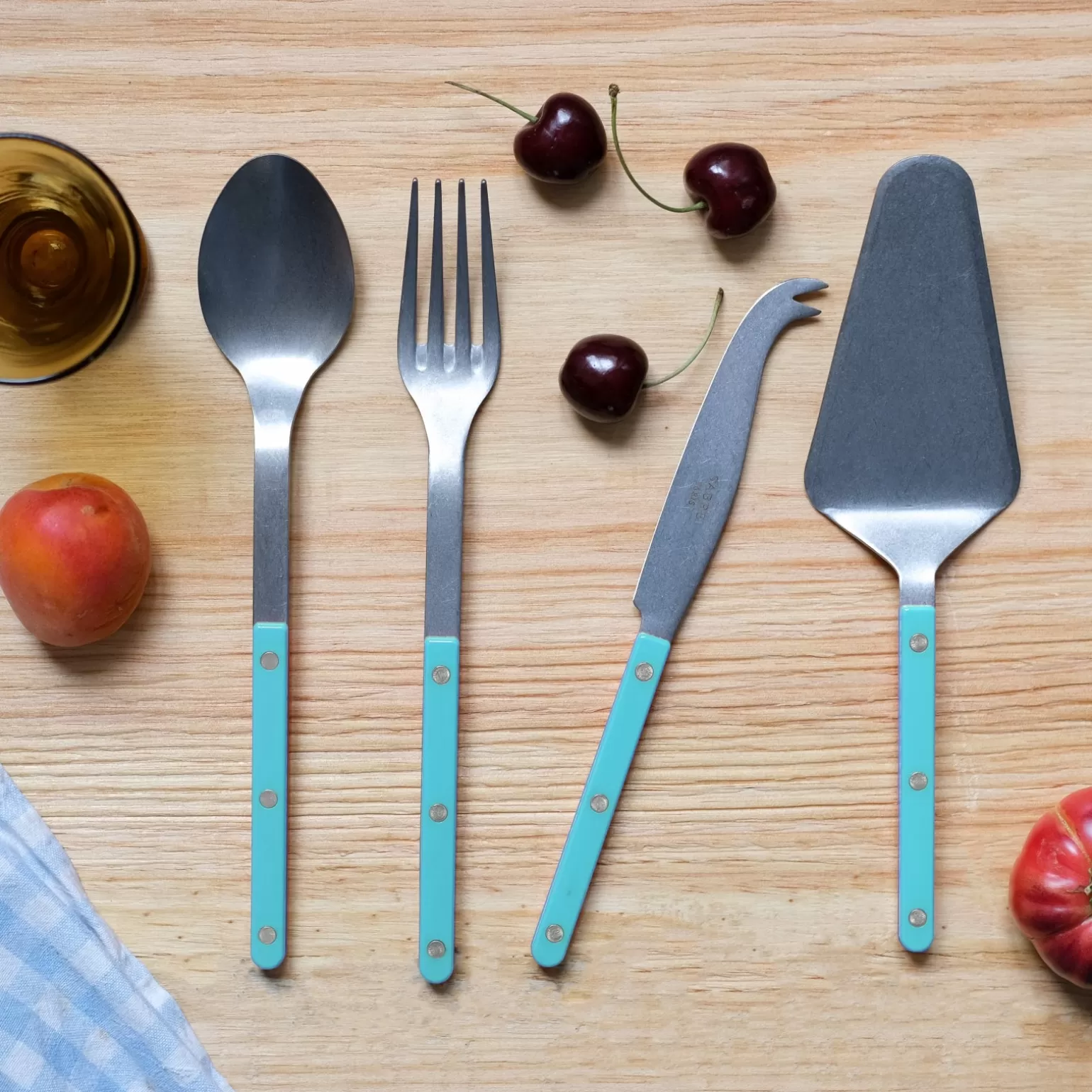 Set Les Essentiels - Ensemble De 4 Couverts De Service<Sabre Paris Bistrot Vintage Uni, Turquoise